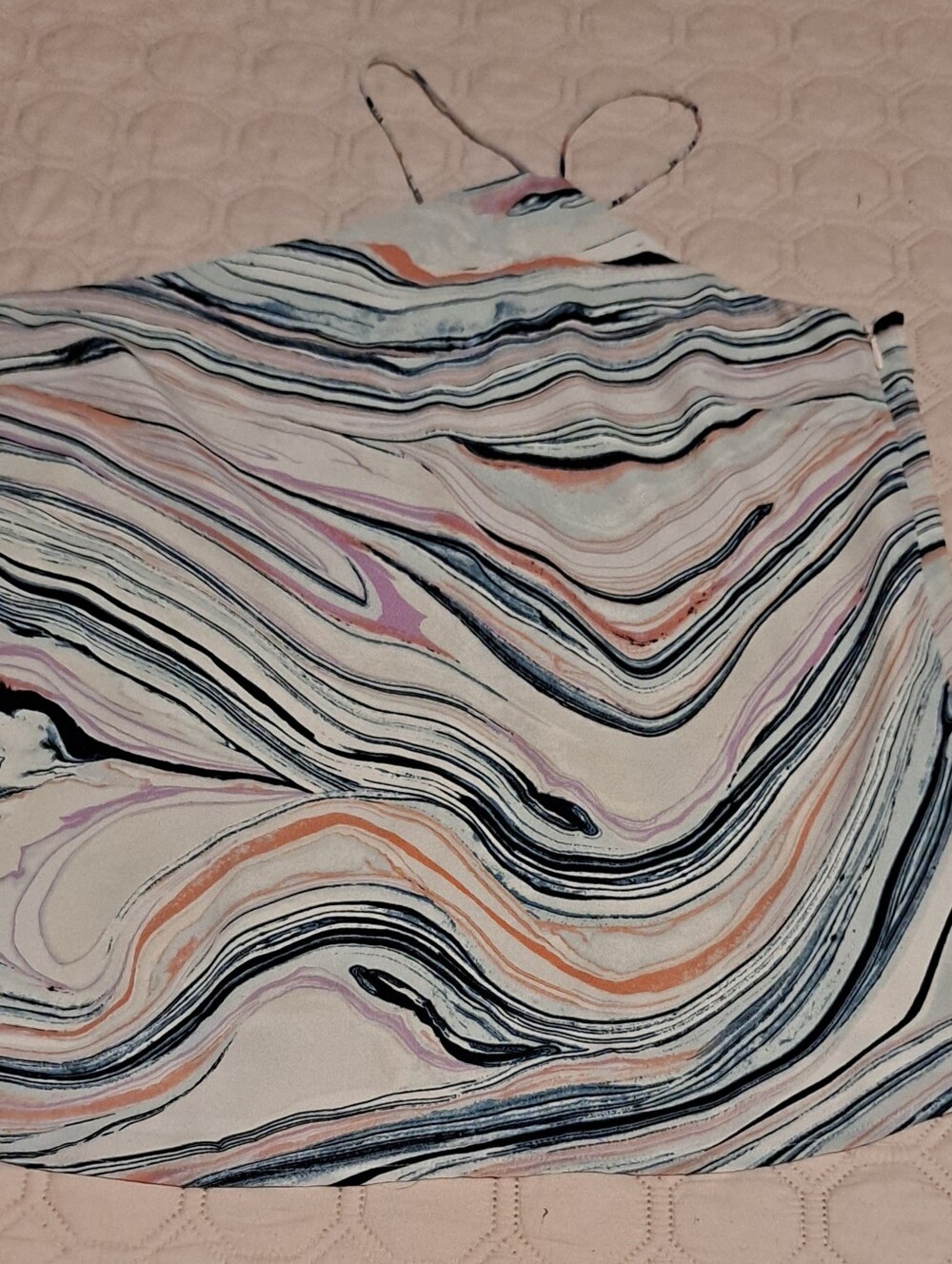 Halston Abstract Marble-Print Halter Top in Multi-Color Sz M